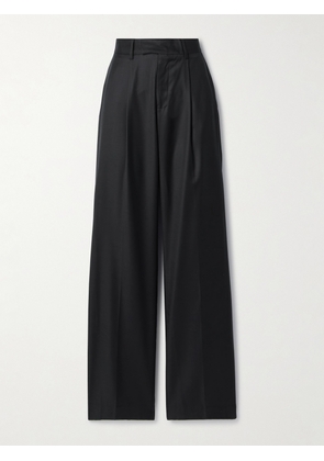 BEARE PARK - Pleated Wool-twill Wide-leg Pants - Black - UK 4,UK 6,UK 8,UK 10,UK 12,UK 14,UK 16