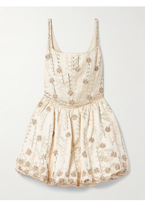 LOVESHACKFANCY - Brookhaven Embellished Mikado Mini Dress - Cream - US00,US0,US2,US4,US6,US8,US10,US12