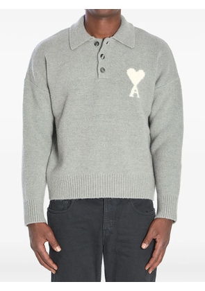 AMI Paris Ami de Coeur intarsia polo-shirt - Grey