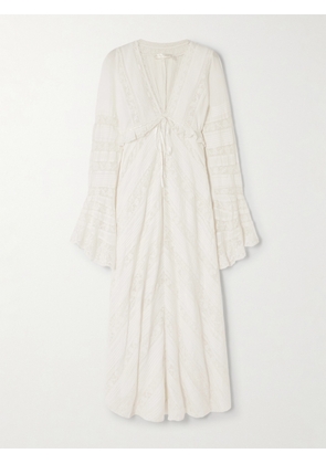 LOVESHACKFANCY - Weil Pintucked Lace-trimmed Cotton Maxi Dress - White - US00,US0,US2,US4,US6,US8,US10,US12
