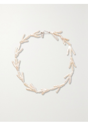 Gohar World - Host Sterling Silver, Pearl And Silk Necklace - Off-white - One size