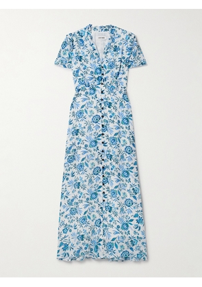 CEFINN - Liliana Ruffled Floral-print Georgette Midi Dress - Blue - UK 6,UK 8,UK 10,UK 12,UK 14,UK 16