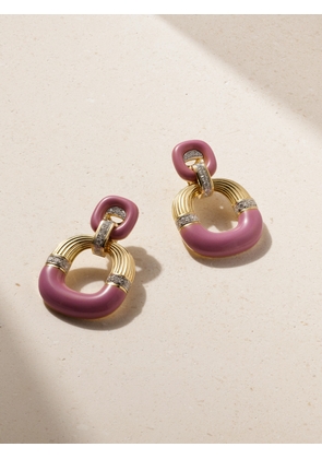 DAVID WEBB - Radiator 18-karat Gold, Platinum, Diamond And Enamel Clip Earrings - Pink - One size