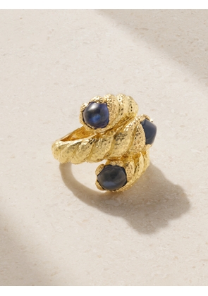 DAVID WEBB - Triple Rope 18-karat Gold Sapphire Ring - 6 1/2