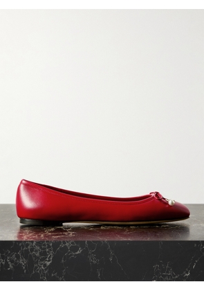 Jimmy Choo - Elme Embellished Leather Ballet Flats - Red - IT36,IT36.5,IT37,IT37.5,IT38,IT38.5,IT39,IT39.5,IT40,IT40.5,IT41,IT42