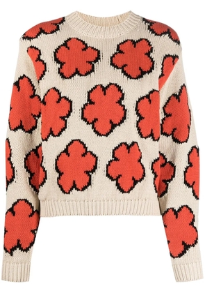 Kenzo Boke Flower intarsia-knit jumper - Neutrals