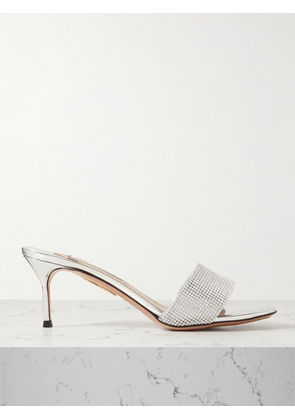 Aquazzura - Wonderland 65 Crystal-embellished Metallic Leather Sandals - Silver - IT35,IT35.5,IT36,IT36.5,IT37,IT37.5,IT38,IT38.5,IT39,IT39.5,IT40,IT40.5,IT41,IT41.5,IT42