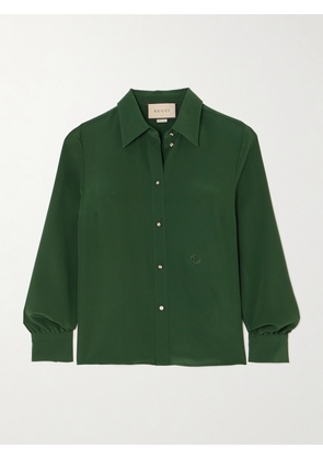 Gucci - Embroidered Silk Crepe De Chine Shirt - Green - IT36,IT38,IT40,IT42,IT44,IT46,IT48,IT50