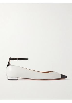 Aquazzura - Pinot Two-tone Patent Leather-trimmed Smooth Leather Ballet Flats - White - IT34,IT35,IT35.5,IT36,IT36.5,IT37,IT37.5,IT38,IT38.5,IT39,IT39.5,IT40,IT40.5,IT41,IT41.5,IT42