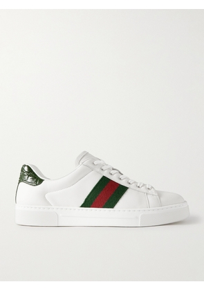 Gucci - Ace Webbing-trimmed Leather Sneakers - White - IT34,IT34.5,IT35,IT35.5,IT36,IT36.5,IT37,IT37.5,IT38,IT38.5,IT39,IT39.5,IT40,IT40.5,IT41,IT41.5,IT42