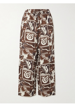 MARA HOFFMAN - Jackie Printed Hemp Straight-leg Pants - Brown - xx small,x small,small,medium,large,x large