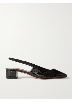 Aquazzura - Ginza 35 Croc-effect Patent-leather Slingback Pumps - Black - IT34,IT35,IT36,IT36.5,IT37,IT37.5,IT38,IT38.5,IT39,IT39.5,IT40,IT40.5,IT41,IT41.5,IT42