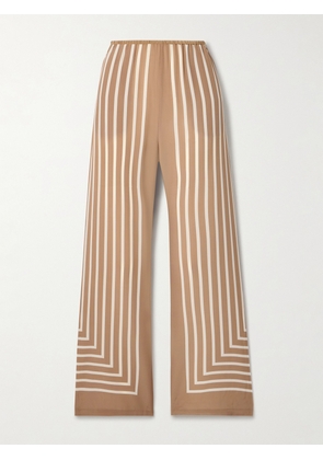 TOTEME - Striped Silk-crepe Wide-leg Pants - Brown - DK32,DK34,DK36,DK38,DK40,DK42