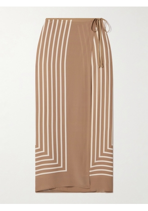 TOTEME - Striped Silk-chiffon Maxi Wrap Skirt - Brown - DK32,DK34,DK36,DK38,DK40,DK42