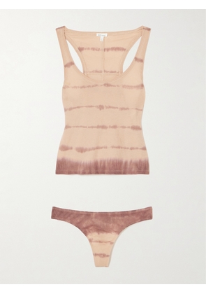 Skin - Tie-dyed Organic Pima Cotton-jersey Tank And Thong Set - Multi - x small,small,medium,large,x large,xx large