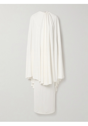 Marie Adam-Leenaerdt - Cape-effect Layered Gathered Crepe-jersey Maxi Dress - White - FR 34,FR 36,FR 38,FR 40,FR 42
