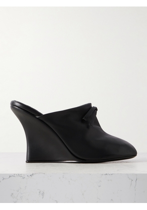 Marie Adam-Leenaerdt - Bow-embellished Leather Wedge Mules - Black - IT36,IT37,IT38,IT39,IT40,IT41