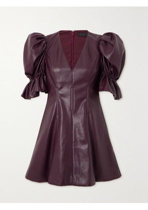 ROTATE BIRGER CHRISTENSEN - + Net Sustain Kaimana Pleated Recycled-faux Leather Mini Dress - Burgundy - DK32,DK34,DK36,DK38,DK40,DK42