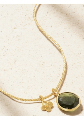 Pippa Small - 18-karat Gold, Cord And Sapphire Necklace - Green - One size