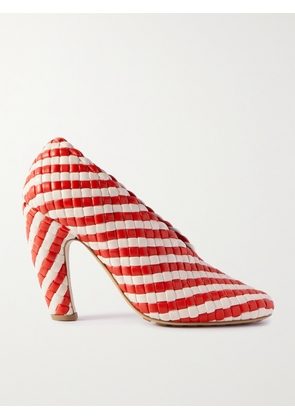 Bottega Veneta - Canalazzo Striped Intrecciato Leather Pumps - White - EU 38,EU 39,EU 40