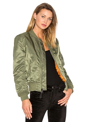 ALPHA INDUSTRIES MA-1 W Bomber in Green. Size L. Also in S, XS.