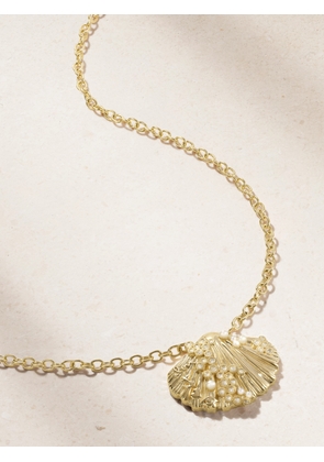 Sydney Evan - Large Scallop Shell Icons 14-karat Gold, Pearl And Diamond Necklace - One size