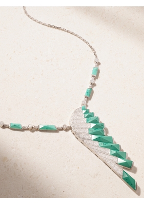 Garrard - Wings Rising 18-karat White Gold, Malachite And Diamond Necklace - One size
