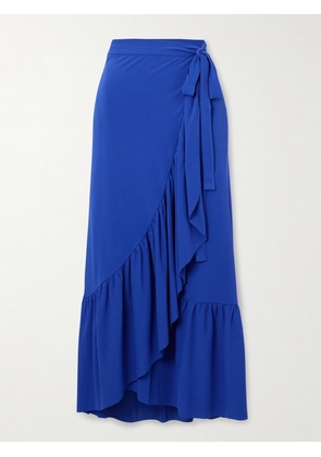 Eres - Les Essentials Julia Ruffled Stretch-crepe Pareo - Blue - small,medium