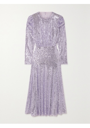 RIXO - Cerise Gathered Sequined Stretch-tulle Midi Dress - Purple - UK 6,UK 8,UK 10,UK 12,UK 14,UK 16,UK 18,UK 20