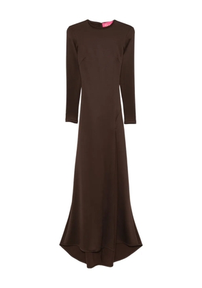 MIAU by Clara Rotescu long-sleeve front-slit dress - Brown
