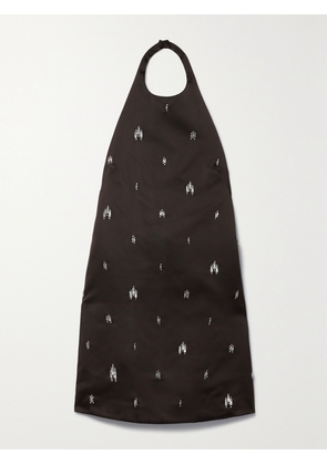 A.L.C. - Sophia Crystal-embellished Duchesse-satin Halterneck Mini Dress - Brown - US00,US0,US2,US4,US6,US8,US10,US12,US14