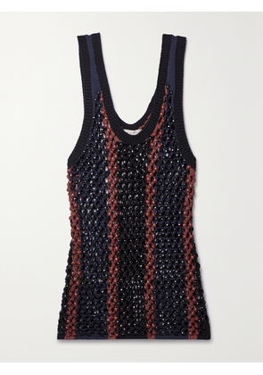 Diotima - Dennis Marina Beaded Crocheted Cotton-blend Tank - Blue - 1,2,3,4