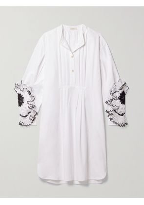 Diotima - Desmond Crochet-trimmed Cotton-twill Dress - White - 1,2,3,4