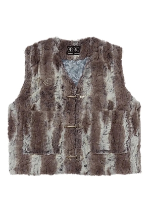 THUG CLUB TC Skull faux-fur vest - Grey