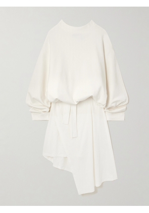 Marie Adam-Leenaerdt - Oversized Belted Layered Cotton-blend Jersey Midi Dress - White - FR 34,FR 36,FR 38,FR 40,FR 42