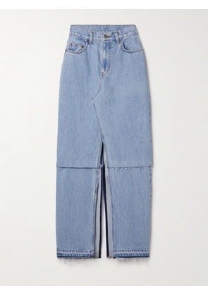 BETTTER - + Net Sustain Convertible Frayed Denim Maxi Skirt - Blue - small,medium,large