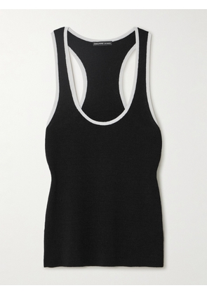 James Perse - Ribbed Linen-blend Jersey Tank - Black - 01,2,3,4