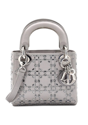 Christian Dior Pre-Owned Lady Dior Bag Crystal Embellished Cannage Quilt Satin Mini satchel - Grey