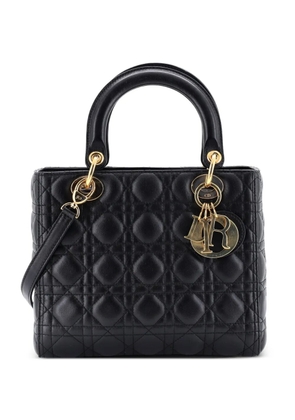 Christian Dior Pre-Owned Lady Dior Bag Cannage Quilt Lambskin Medium satchel - Black