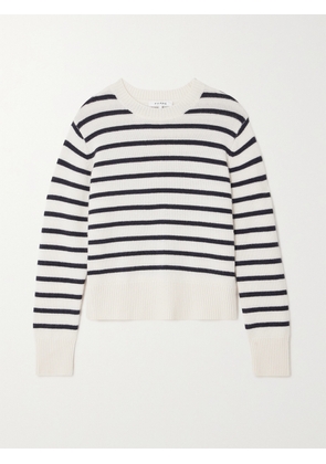 FRAME - Striped Cashmere Sweater - White - xx small,x small,small,medium,large,x large