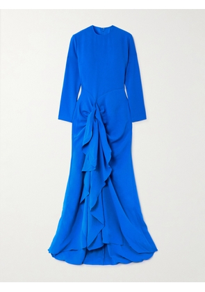 Solace London - Nia Ruffled Crepe Gown - Blue - UK 4,UK 6,UK 8,UK 10,UK 12,UK 14,UK 16