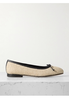 Manolo Blahnik - Veralli Leather-trimmed Raffia Ballet Flats - Cream - IT35,IT36,IT36.5,IT37,IT37.5,IT38,IT38.5,IT39,IT39.5,IT40,IT40.5,IT41,IT41.5,IT42
