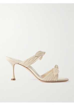 Manolo Blahnik - Lollo 70 Bow-embellished Leather Mules - Cream - IT36,IT36.5,IT37,IT37.5,IT38,IT38.5,IT39,IT39.5,IT40,IT40.5,IT41,IT42,IT43