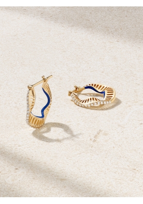 L’Atelier Nawbar - Twisted Waves 18-karat Gold, Enamel And Diamond Hoop Earrings - Blue - One size