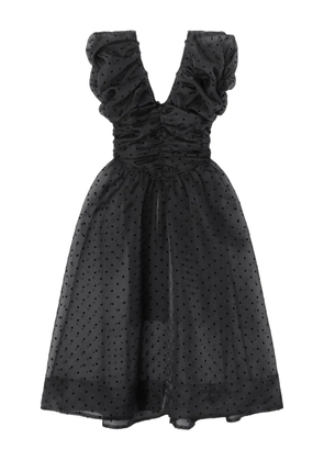 GANNI ruffled polka dot-pattern mini dress - Black