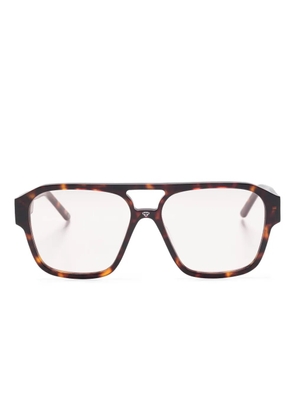 FACE HIDE tortoiseshell-pattern rectangle-frame glasses - Brown