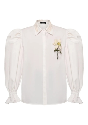 ANOUKI floral-appliqué shirt - White