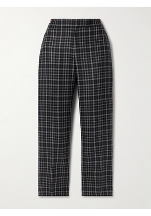 Thom Browne - Grosgrain-trimmed Tartan Wool-flannel Straight-leg Pants - Gray - IT36,IT38,IT40,IT42,IT44,IT46