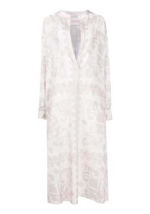 Valentino Garavani geometric-print silk-cotton dress - Neutrals