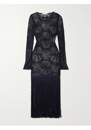 Stella McCartney - Fringed Crocheted Maxi Dress - Blue - xx small,x small,small,medium,large,x large